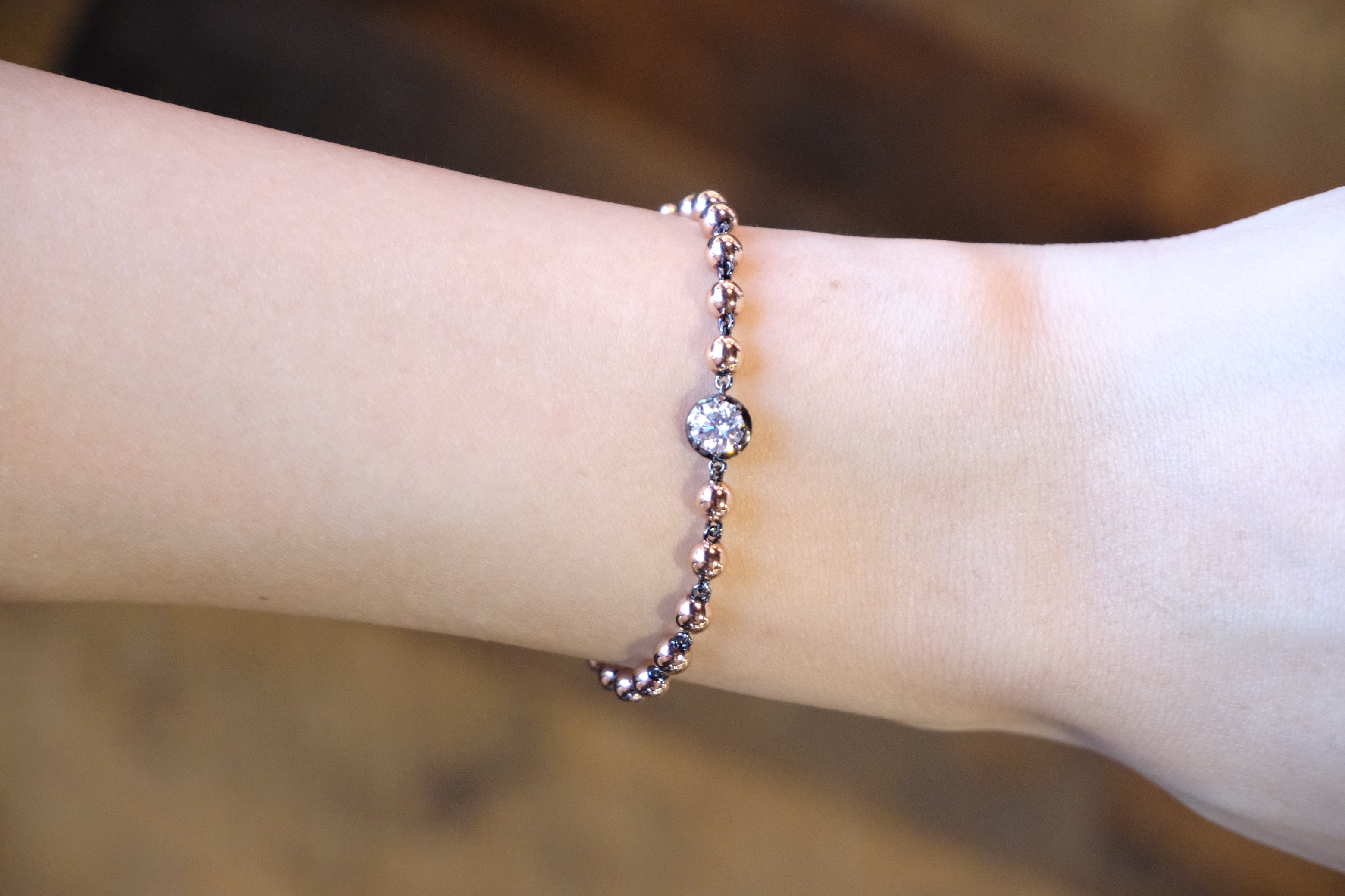 Rose Gold - Gold Bead Bracelet