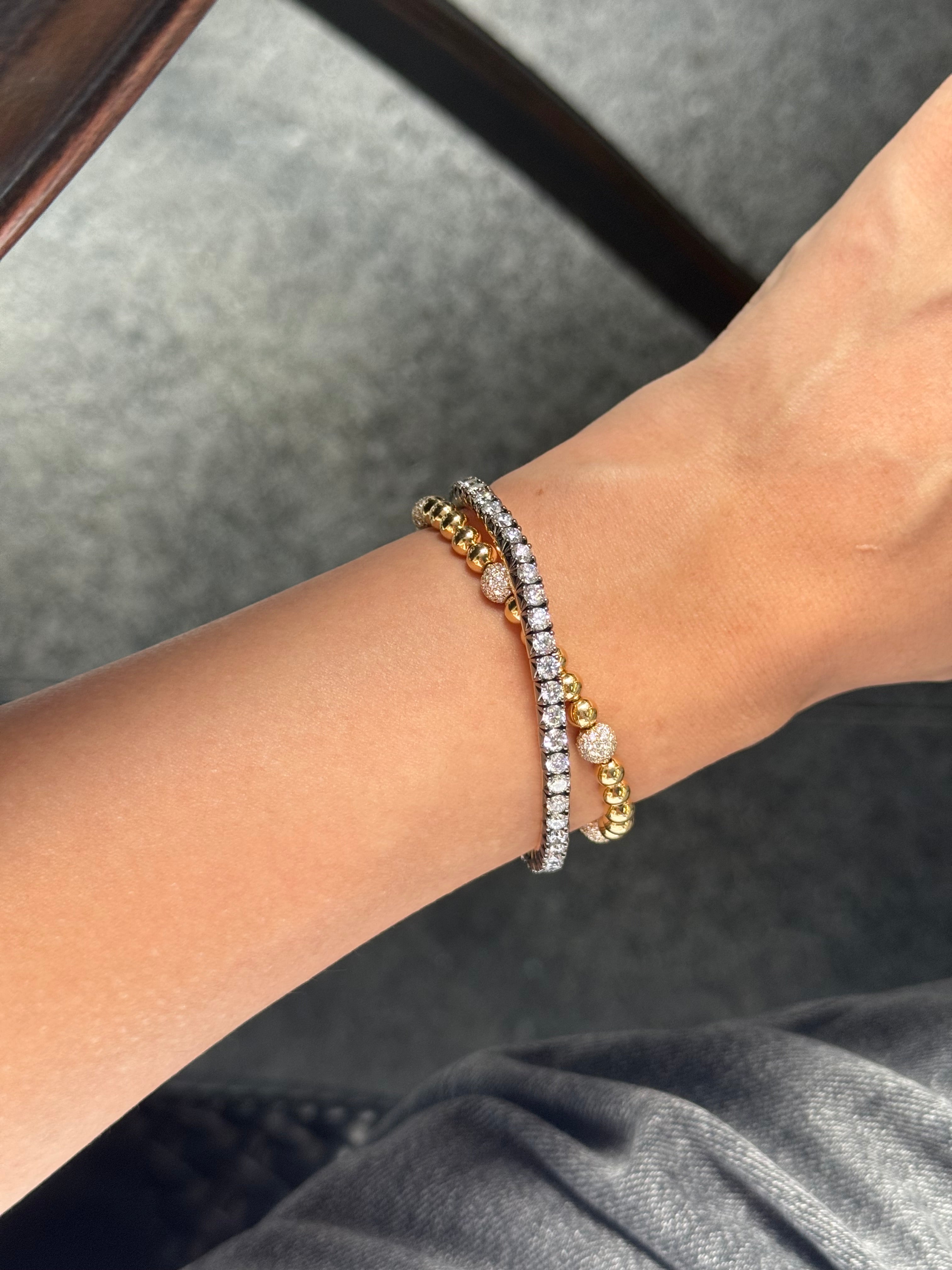 Black Gold Elastic Tennis Bracelet