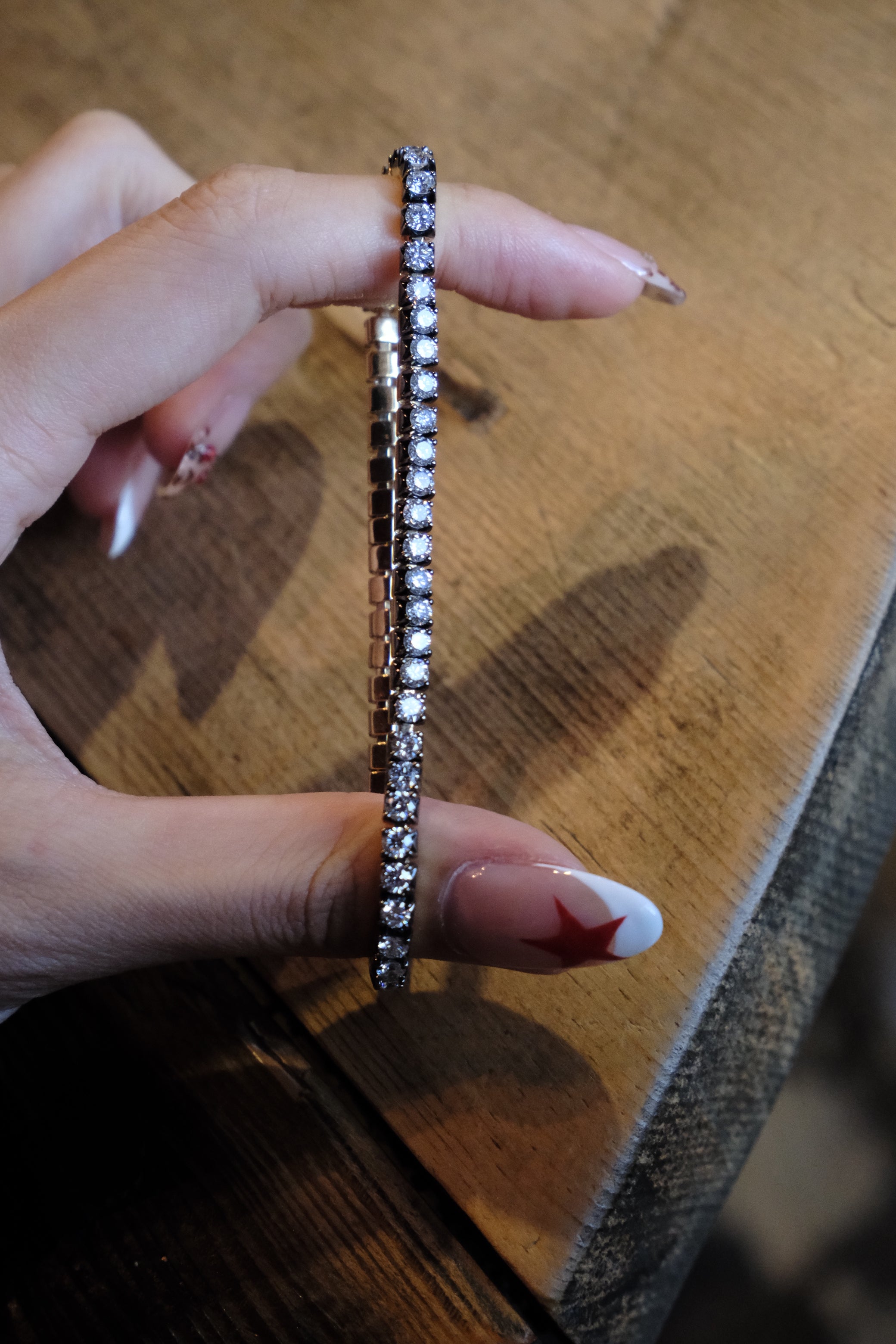 Black Gold Elastic Tennis Bracelet