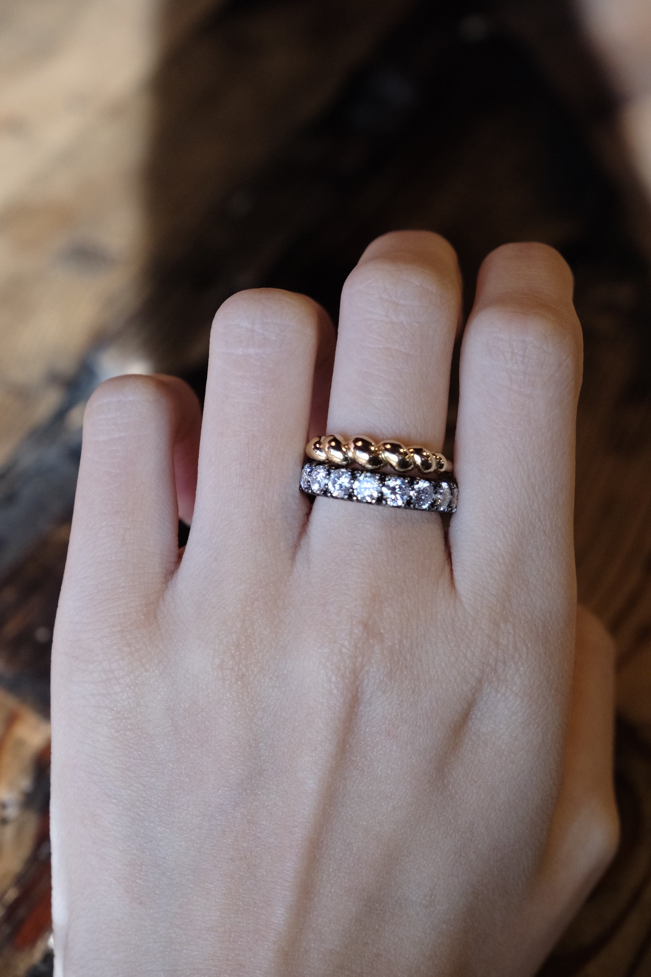 Black Gold Round Shape Eternity