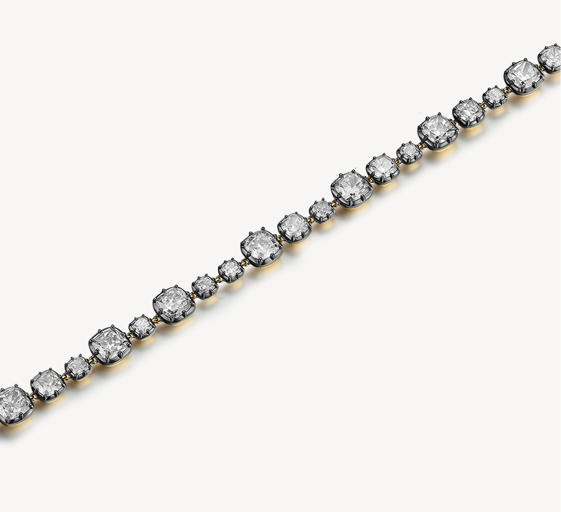 クッションシェイプ ブラックゴールドブレスレット