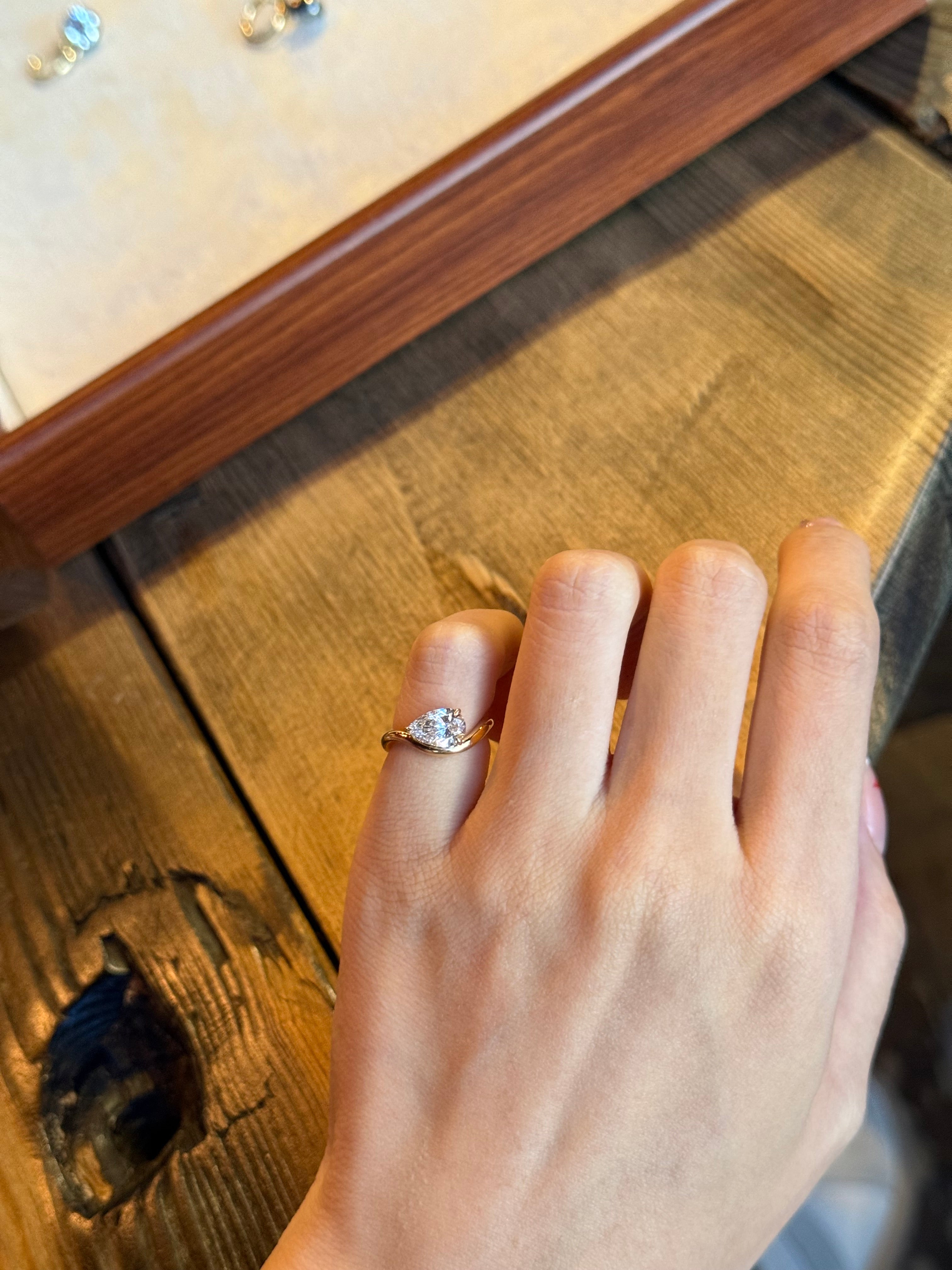 Pear Shape Curve Pinky Ring