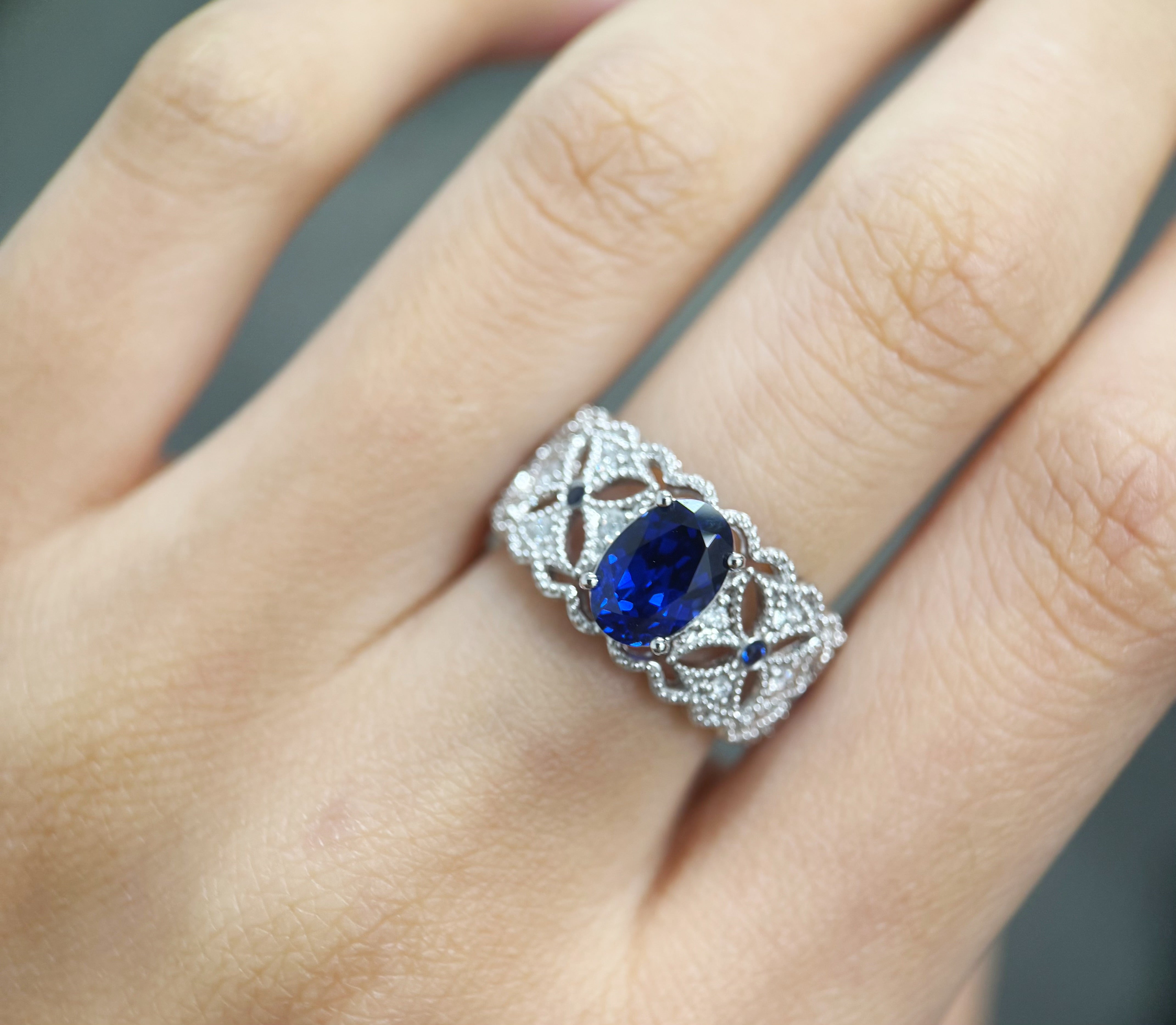 Lab Grown Sapphire Lace Ring