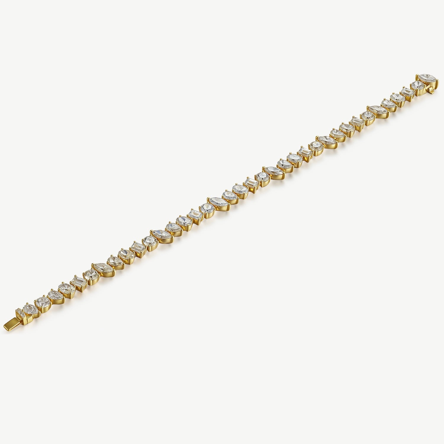Multi-Shape Slant Diamond Tennis Bracelet