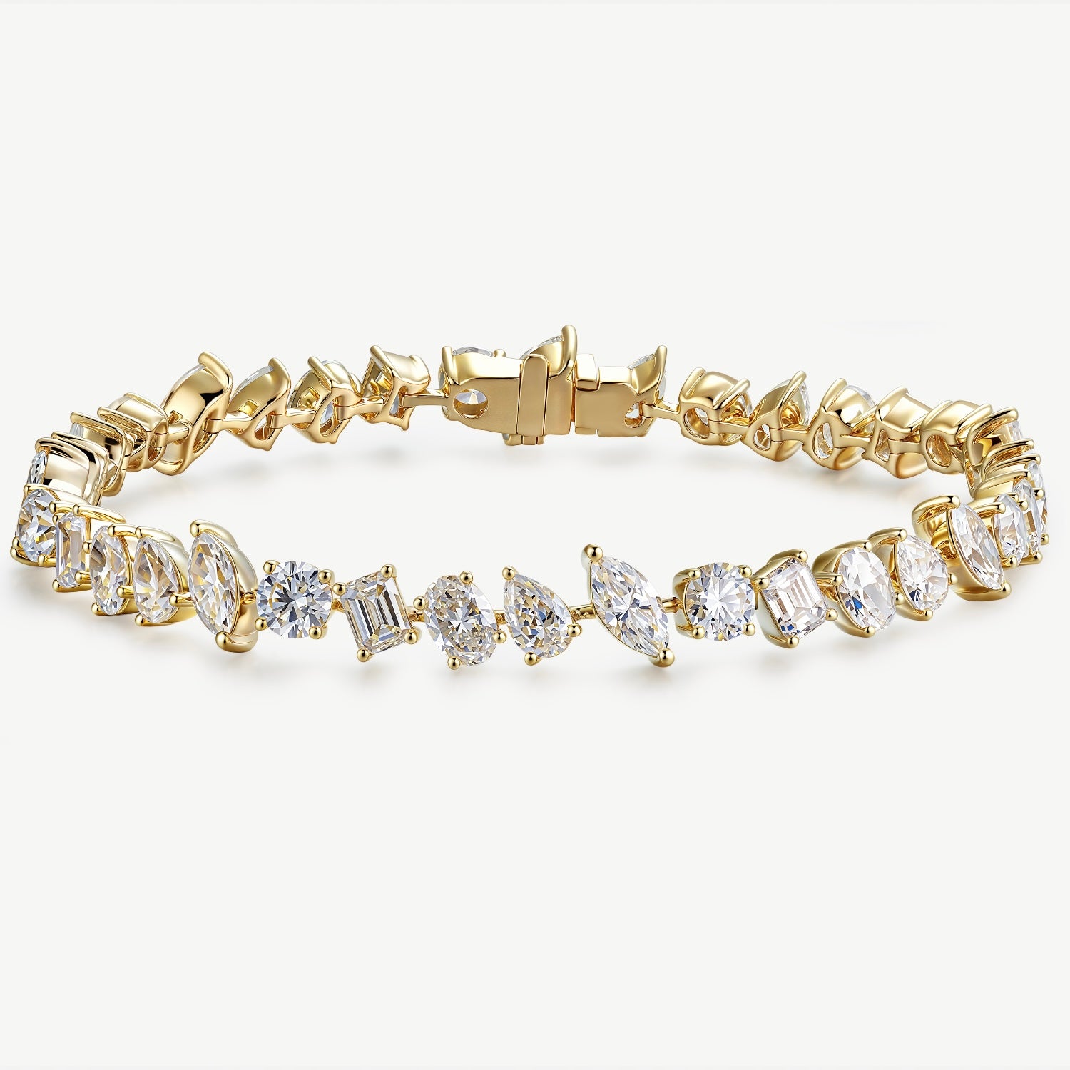 Multi-Shape Slant Diamond Tennis Bracelet