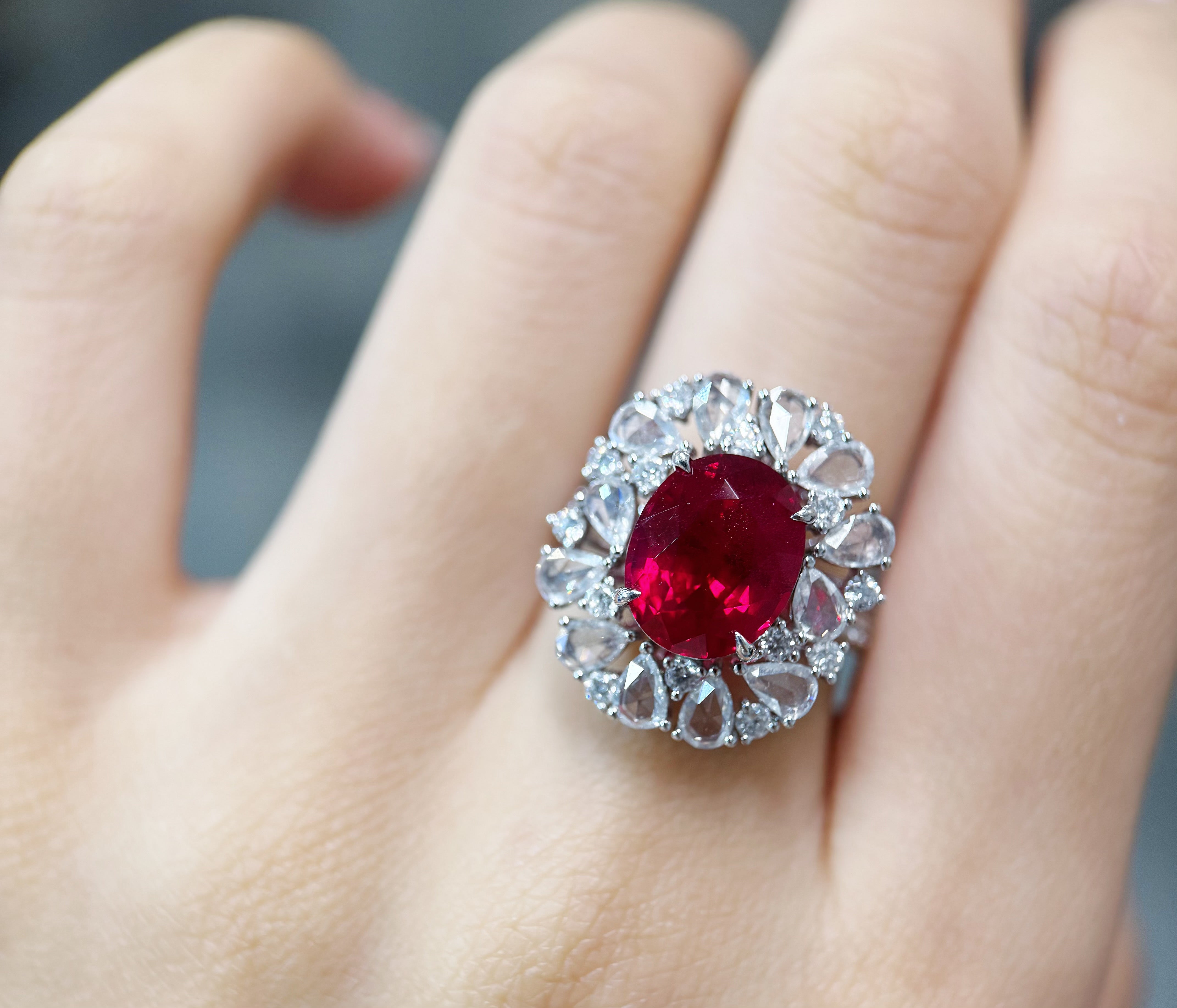 6ct Lab Grown Ruby Ring