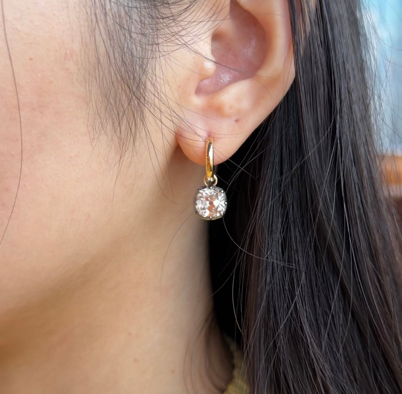 Old Mine Cut Black Gold Earrings