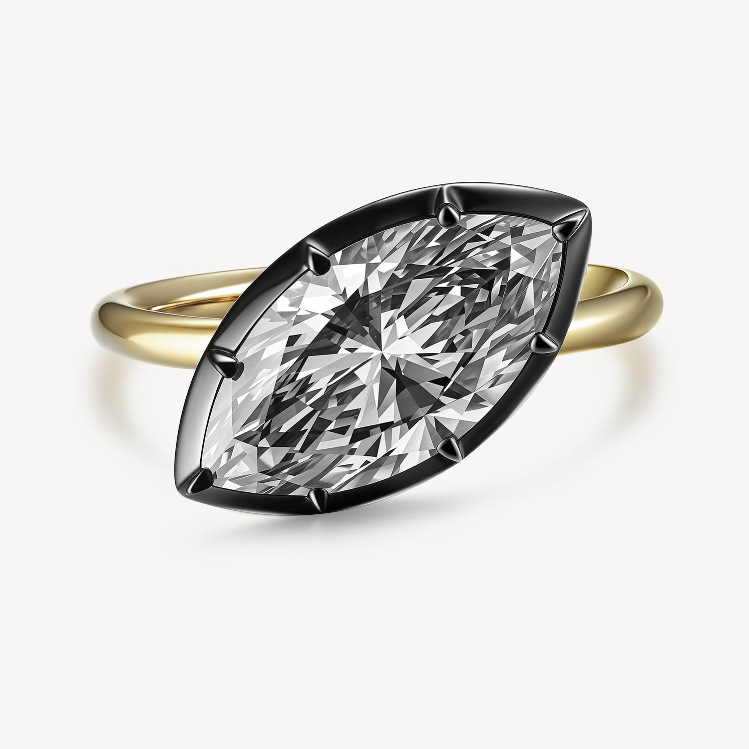 Marquise Black Gold Engagement Ring