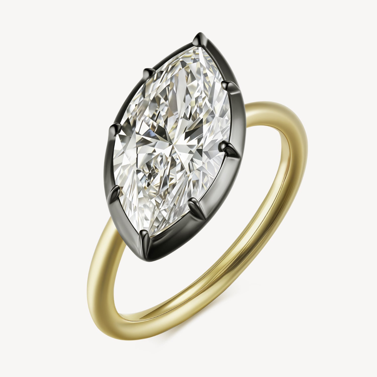Marquise Black Gold Engagement Ring