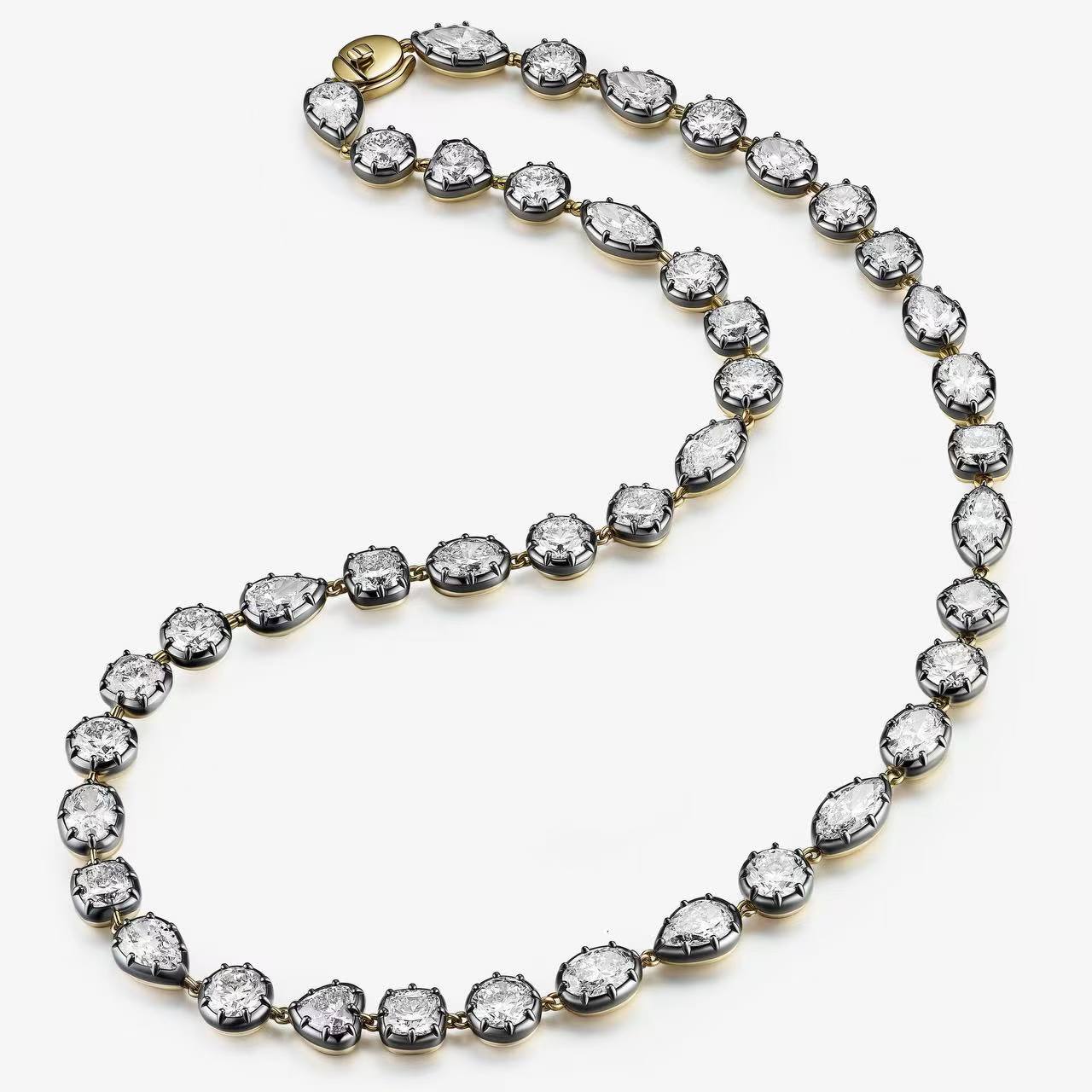 Black Gold Fancy Cut Mix Neckalce